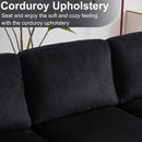 Karl home U-Shape Sectional Sofa Couch 111" Modern 4-Seat Sofa with Chaises Corduroy Fabric Upholstered Covertible Couch with Wood Grain Legs for Living Room, Reception Room, Apartment, Black by CozyNest Decor
