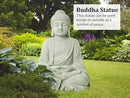 TOETOL Zen Garden Asian Buddha Statue Outdoor Indoor Yard Decor 20” High Patio Deck Sculptures Magnesium Oxide Stone Grey Home Entryway Hallway by GreenHaven Gardens