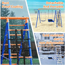 5-in-1 Heavy-Duty Metal Swing Set for Backyard - 500lb Capacity Outdoor Playset with Basketball Hoop & Climbing Rope by TinyTreasures Baby Boutique