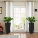 FENCY Set of 2 Tall Planters for Outdoor Plants, 24 Inch Large Tapered Pots with Drainage Trays, Weather-Resistant Plastic Plant Containers for Patio, Porch, Garden, Front Door Decor,Black,Striped by CozyNest Decor