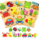 Bekayshad Wooden Puzzles Toddler Toys Gifts for 1 2 3 Year Old Boys Girls, 12 Pack Animal Jigsaw Puzzles Montessori Toys, Learning Educational Birthday Gifts for Girls Boys Ages 1-3 by TinyTreasures Baby Boutique