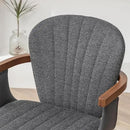 LUNLING Swivel Dining Chairs Set of 2, Mid Century Modern Gray Fabric+Faux Leather Kitchen Chairs with Arms,Bamboo Legs Side Chairs No Wheels,Accent Chair for Dining Rooms and Offices(Gray Fabric) by CozyNest Decor