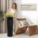KOL 28" H. Tall Metal Cone Planters with Inside Pots 2-Pack, Black Hand-Hammered Large Decor Planter for Deck, Patio, Porch - Handcrafted Flower Pot - with Water Level Indicator - Indoor Outdoor Use by CozyNest Decor