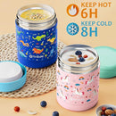 Fimibuke Insulated Kids Food Jar, 2 Pack 12 OZ Bpa Free Stainless Steel Vacuum Thermos for Hot Cold Food, Leakproof Snack Container for School Boys Girls Wide Mouth Toddler Lunch Box for Smoothie Soup by TinyTreasures Baby Boutique