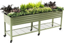 Rolling Elevated Raised Garden Bed-V Series, 2' x 8' Garden Beds with Legs & Storage Rack for Patio & Porch, 1400 Lbs Weight Capacity, Outdoor Planter Box for Vegetables Flower Herbs, Olive Green by GreenHaven Gardens