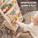 Tiny Land Wooden Baby Walker, Adjustable Speed Baby Push Walker for Boys and Girls, Montessori Activity Center Push Toy for Kids Development (Morandi) by TinyTreasures Baby Boutique