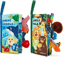 hahaland Baby Toys 0-6 Months - Crinkle Books for Babies 2PCS, Cloth Texture Tails Sensory Book 6-12 Months - Soft, Tummy Time, Montessori Toys 3 4 5 Month Newborn Twin Boys Gifts Travel Infant Toy by TinyTreasures Baby Boutique