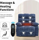 Lay Flat Recliner with Vibration Massage and Lumbar Heating, 26'' Wide Recliner Chair with Infinite Position and 2 Remote Controls, Soft Chenille Lift Recliner for Living Room, Blue by CozyNest Decor