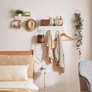 Wood Coat Hook with Wall-Mounted Shelf,15.75in Entryway Wall Hanging Shelf,for Bathroom, Kitchen,Coat Towel Key Organizer White YD-WS0240W by CozyNest Decor