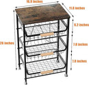 4-Layer Fruit Basket Kitchen Food Organizer and Rack, Stackable Storage Cart with Desktop, Pull-Out Hollow Metal Basket, Sliding Out Storage (Black 4-Layer Rack) by CozyNest Decor