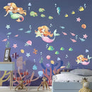 Glow in The Dark Stars Mermaid Wall Decals, Turtle Ocean Fish Stickers for Ceiling, DIY Wall Decor for Nursery Playroom Living Room, Birthday Christmas Gift by CozyNest Decor