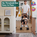 Babelio 34" Extra Tall Baby/Dog Gate with No Threshold Design Walk Thru Door, 26-43" Auto Close Safety Gate for Babies, Elders and Pets, Fits Doorways, Stairs, and Entryways, Brown Wood Pattern by TinyTreasures Baby Boutique