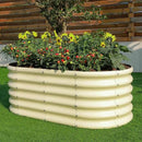 Land Guard 18“ Tall Outdoor Metal Raised Garden Bed, Oval Deep Root Planter Box for Vegetables, Flowers, Herbs, 89 Gallon Capacity - Cream Yellow by GreenHaven Gardens