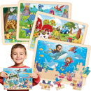 4 Packs Puzzles for Kids Ages 4-6, Wooden Animals Jigsaw Puzzles for Toddlers Ages 2-4, Preschool Educational Puzzles Boards Toys Gifts for 3 4 5 6 Boys Girls by TinyTreasures Baby Boutique