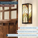 RIVER OF GOODS Art Deco Stained Glass Outdoor Light Fixture - 16.25" H - Decorative Porch Light - Green by CozyNest Decor