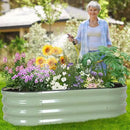 Galvanized Raised Garden Bed - 4×2×1ft (2 Packs) Planter Raised Beds for Gardening | Oval Metal Garden Planter Box with Safety Edging and Gloves for Vegetables Fruits Flower - AvocadoGreen by GreenHaven Gardens