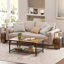 TUTOTAK Small Narrow End Table with Charging Station, Side Table with Outlets, Nightstand with 2 Cloth Drawers, Couch Table, for Living Room, Bedroom, Bedside, Brown TB01BB085 by CozyNest Decor