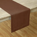 Solino Home Linen Brown Table Runner 120 Inches Long - 100% Pure Linen Hemstitch 14 x 120 Inch Table Runner for Dining, Fall, Autumn, Thanksgiving - Classic Hemstitch by CozyNest Decor
