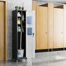 72''H Metal Broom Closet Storage Cabinet with Wheels & Pegboards, Mops Broom Closet Organizer with Locking Door & Hanging Rod,Cleaning Tool Garage Cabinet,Assembly Required,Black White by GreenHaven Gardens