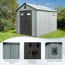 Domi 8x10 FT Outdoor Resin Storage Shed, All-Weather Double-Wall Garden Shed for Backyard, Lawn Tools, Bike, Mower & Pool Equipment with Lockable Doors, Ventilated Roof, Grey by GreenHaven Gardens