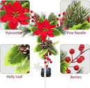 Solar Christmas Decorations Outdoor, 32 Inch Solar Christmas Cross Stake Lights, Waterproof Grave Decorations with Poinsettia Flower Pinecones Red Berries for Garden Yard Patio Lawn Cemetery by GreenHaven Gardens
