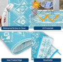 GAOMON Outdoor Rug Waterproof 9x12 Patio Rugs Reversible Plastic Straw Rug, Large UV-Resistant Portable RV Camping Mats, Indoor Outdoor Medallion Carpet for Deck Porch Garden, Light Blue & White by CozyNest Decor