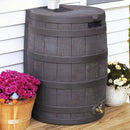 Good Ideas 50 Gallon Large Faux Wood Plastic Rain Water Barrel Collector with Brass Spigot for Rainwater Collection and Storage, Oak, 2 Pack by GreenHaven Gardens