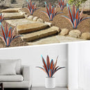 TOMBABY Enlarge Thickened Wind Resistant Metal Agave Garden Art Metal Plant Country Sculpture Statue Outdoor Decoration Agave Metal Plant Courtyard Garden Lawn Ornament Gift (1, 12 Leaves Blue) by CozyNest Decor