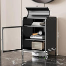 Modern Metal Side Tables Set of 2, End Tables with Glass Door, 2-Tier Nightstands with Storage Shelves, Accent Table, Slim Sofa Table for Living Room, Bedroom (Black) by CozyNest Decor