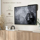 ElephantStock Boxing Gloves Wall Art - Horizontal Framed Canvas - 1-Piece Living Room Wall Decor - Photography Sports Canvas Print - Black and Gray Decor for Wall - 13" X 9" by CozyNest Decor