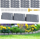 16Pcs Landscape Edging(24 Foot) with 48 Pieces 8-inch Spikes | 3 Inch Tall Faux Stone Edging for Landscaping | Faux Stone Edging Bricks for Flower Bed,Lawn,Yard,Weed Barrier(Dark Grey) by GreenHaven Gardens