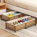 Under Bed Storage with Wheels-Large Bamboo Underbed storage Containers with Large Dust Bag Stackable Under the Bed Shoe Storage Bins for Clothes Books Bedding (2 Packs walnut, 33.07"L×16.54"W× 6.5"H) by CozyNest Decor