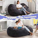 Hobestluk 4FT Bean Bag Chairs Adult Bean Bag with Portable Handle Comfy Large Bean Bag Chair with Removable Cover for Living Room Bedroom or Reading Nook (Stripe Dark Grey, 4FT) by TinyTreasures Baby Boutique
