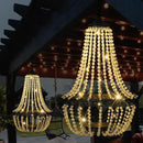 Hanging Solar Chandelier Outdoor, 30 Warm White Lights Acrylic Clear Beaded Chandelier with S Hooks Modern Lantern for Garden Yard Patio Gazebo Decorations, 28”H by CozyNest Decor