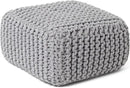 REDEARTH · Cube Low Pouf Foot Stool Ottoman - Hand Knitted Poof - Cord Boho Pouffe - Home Décor - Stuffed Footrest for Living Room - Nursery - Bedroom - Patio (16" x 16" x 8") - Light Gray by CozyNest Decor
