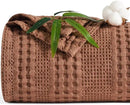 PHF Cooling Waffle Blanket Queen Size,Lightweight 60% Rayon Derived from Bamboo & 40% Cotton Breathable Blanket for Hot Sleepers, Soft and Luxury for Bed Couch and Sofa, 90"x90", Burnt Umber by CozyNest Decor