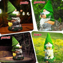 Garden Gnome Statues - Resin Gnome Figurine Sitting on Solar Crackle Glass Globe Lights, Funny Garden Gnome Ornament for Patio Yard Lawn Porch Outdoor Decor by GreenHaven Gardens
