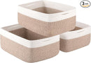 Storage Baskets for Organizing 3 Pack, Woven Baskets for Shelves, Closet Organizer Bins Empty Gift Basket Toy Storage for Toys, Books, Towels, Clothes, 15"x11.42"x6.7", Yellow by TinyTreasures Baby Boutique