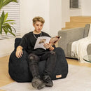Bean Bag Chair with Filler, Bean Bag Sofa with Tufted Soft Stuffed Filling, Fluffy and Lazy Sofa, Comfy Cozy BeanBag Chairs with Memory Foam for Dorm, Apartment, Living Room (Black) by CozyNest Decor