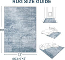Area Rugs 6x9 Living Room: Washable Rug Modern Abstract Large Rugs Soft Non Slip Neutral Rug Stain Resistant Indoor Carpet for Bedroom Kitchen Dining Room Table Nursery Home Office Rugs(Blue,6'x9') by TinyTreasures Baby Boutique