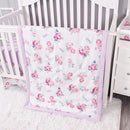 Belsden Floral 3 Piece Crib Bedding Set for Baby Boys Girls, Classic Nursery Bedding Essential Including Comforter, Crib Sheet and Crib Skirt, Ultra Soft Cozy, Floral Purple by TinyTreasures Baby Boutique