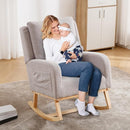 Rocking Chair Nursery, Sherpa Nursing Rocking Chairs, Upholstered Nursery Glider Rocker for Mom Nursery Morden Accent Rocking Chair Pillow for Living Room,Bedroom,Teddy Light Grey by TinyTreasures Baby Boutique