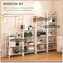 4NM No Assembly Foldable Bookshelf, 6-Shelf Collapsible Bookcase Storage for Small Spaces, 74" H, Natural White by CozyNest Decor