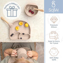 All In One Silicone Feeding Set - Safe for 6-12 Months - Non-Toxic Baby Led Weaning Supplies - Toddler Self Feeding Utensils - BPA-Free - Mess Free Essentials by TinyTreasures Baby Boutique