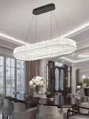 Modern Crystal Chandelier, Dia 40" Rectangular Chandelier for Dining Room,Black Rectangle Crystal Ceiling Light Luxury Oval Chandeliers for Living Room Kitchen Island by CozyNest Decor