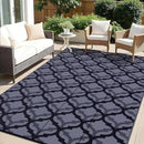 OLANLY Reversible Outdoor Rug 8x10 ft Clearance, Waterproof Outdoor Plastic Straw Rug with Interlacing Pattern, RV Mat for Patio, Camping, Balcony, Deck, Backyard, Black & Grey by CozyNest Decor