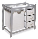 Badger Basket Sleigh-Style Baby Changing Table - Diaper Changing Station with 3 Storage Baskets - Nursery Organizer with Hamper, Changing Pad, Safety Rails - Gray by TinyTreasures Baby Boutique