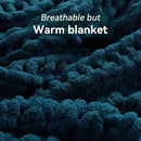 Chunky Knit Throw Blanket, 60''*80'' Knitted Throw Chenille Yarn for Bed Couch, Handmade Peacock Blue Crochet Big Thick Blanket, Machine Washable Cute Comfy Blanket for Home Decor by CozyNest Decor
