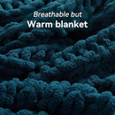 Chunky Knit Throw Blanket, 40''*50'' Knitted Throw Chenille Yarn for Bed Couch, Handmade Peacock Blue Crochet Big Thick Blanket, Machine Washable Cute Comfy Blanket for Home Decor by CozyNest Decor