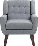 UIXE Accent Chair, Modern Upholstered Armchair in Fabric for Living Room, Comfy Club Arm Chairs Single Sofa Button Tufted Bedroom Reading Seat - Gray, Set of 4 by CozyNest Decor
